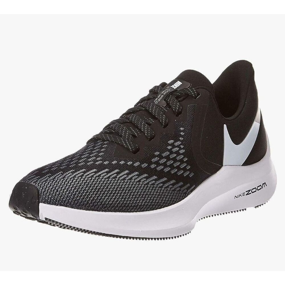 Nike Women’s Air Zoom Winflo 6 Lace Up Low Top Running Shoes Black White Size 7.